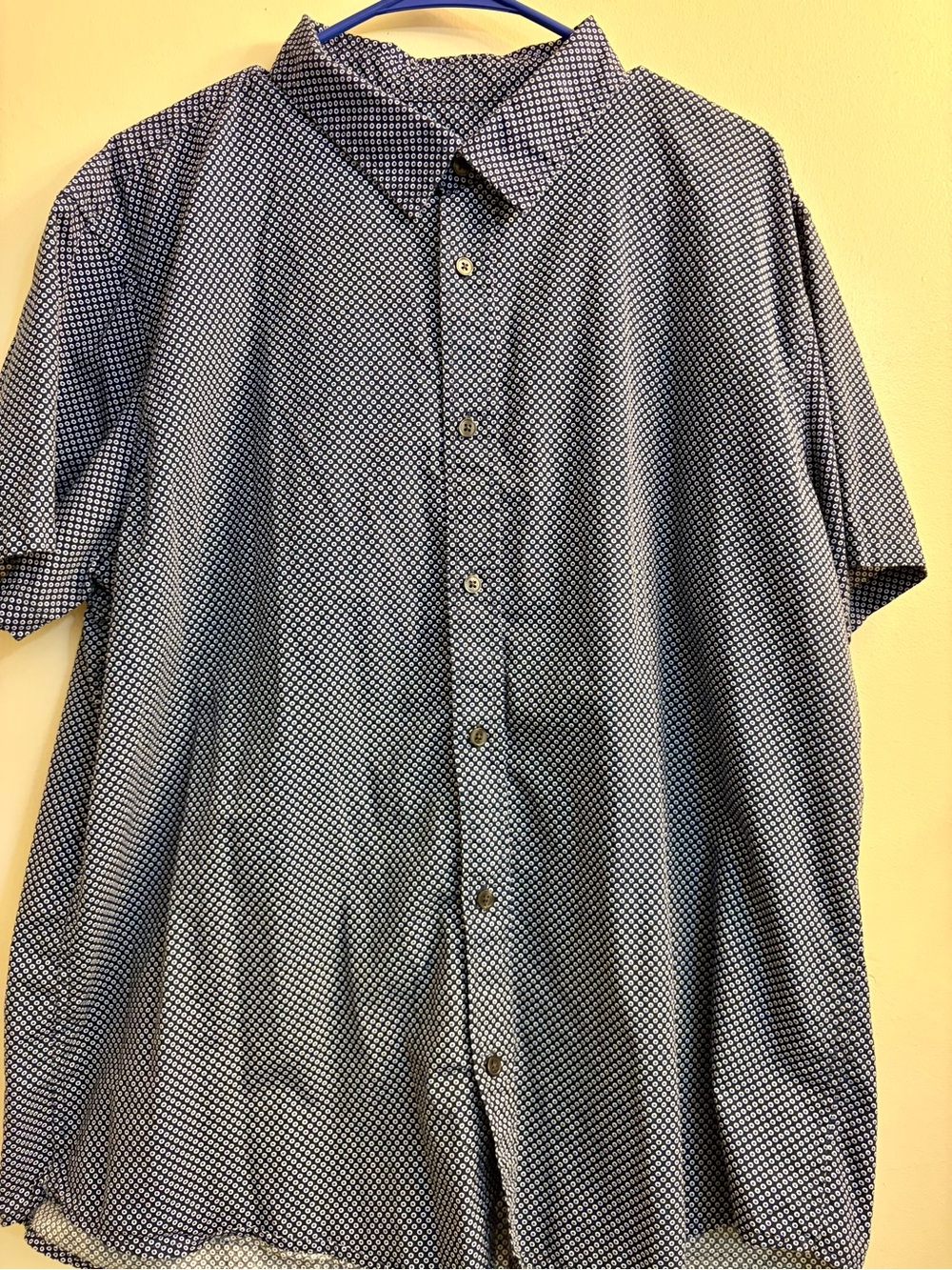 Slate & Stone Men’s Navy Geometric Micro-Print Button Down Shirt - XL